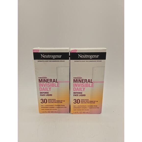 LOT OF 2 Neutrogena Mineral Invisible Daily Face Lotion Suncream SPF 30 1.4 fl - Picture 1 of 3